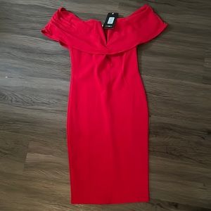 Brand new red off the should dress